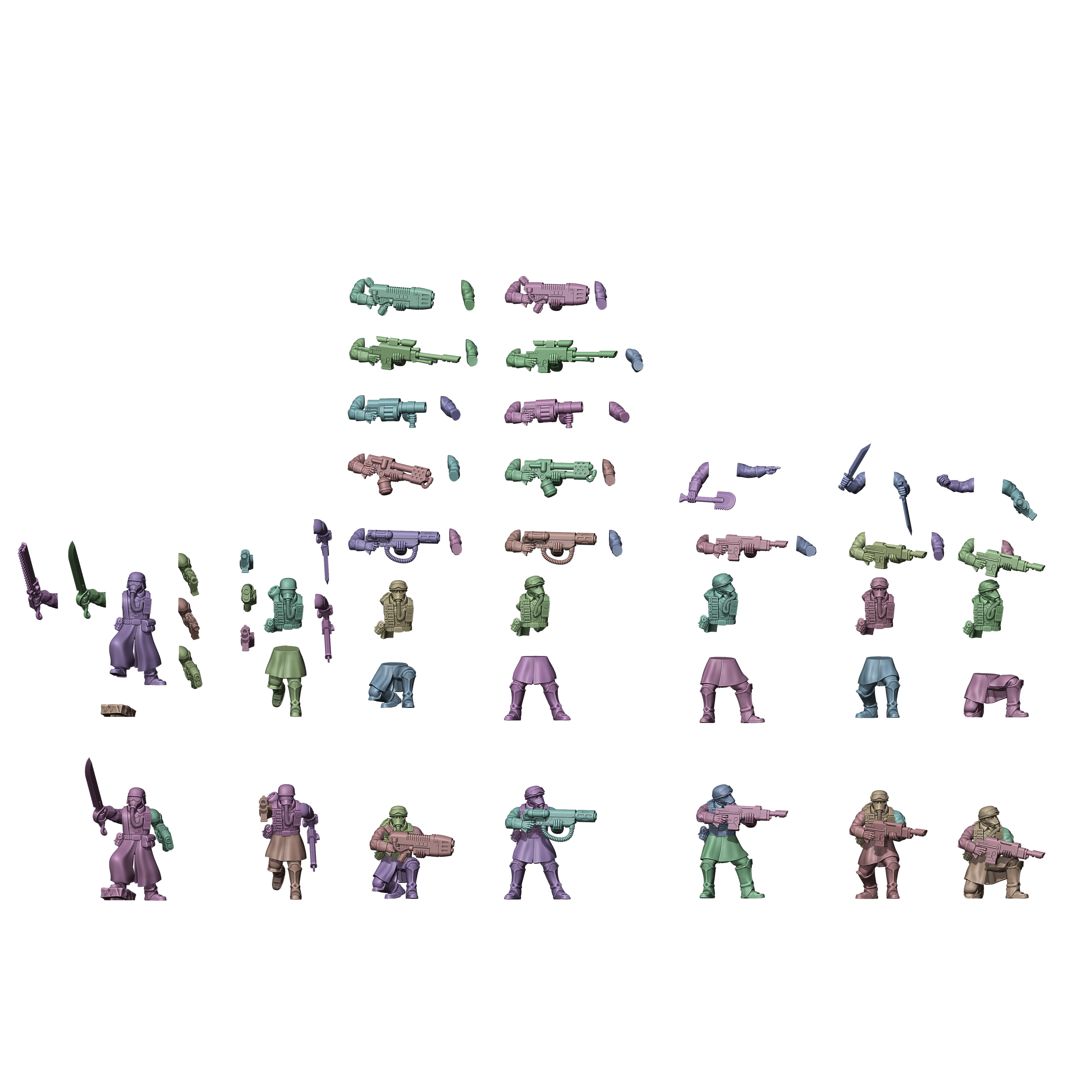 Deuterium Soldiers Infantry Kit By Proxy Brewer | SciFi Guardsmen Minis | Tabletop Wargaming | Krieg style Death Corps | Physical 16k Prints
