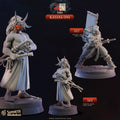 Katana Oni samurai demon miniatures 3D printed in 16K resin for D&D and Pathfinder tabletop RPG, two horned masked oni warriors in heroic 32mm scale wielding paired katanas in dynamic poses.