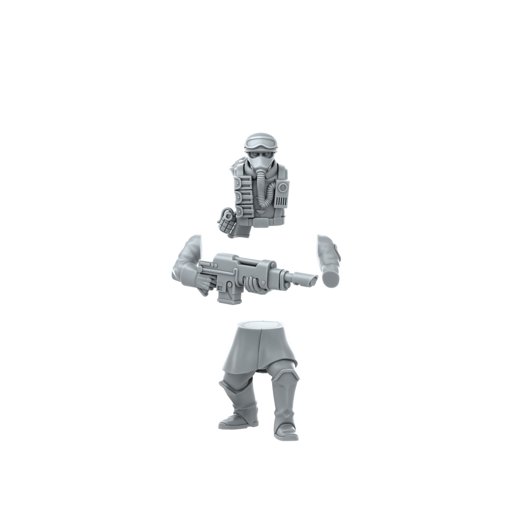 Deuterium Soldiers Infantry Kit By Proxy Brewer | SciFi Guardsmen Minis | Tabletop Wargaming | Krieg style Death Corps | Physical 16k Prints