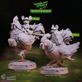 Mouse Rooster Rider Miniatures for D&D and Pathfinder – Set of 2 Mousefolk Mounted on Giant Roosters Including Mouse Adventurer and Mouse Knight with Shield and Lance – 25mm Base, 52-57mm Height – Resin 3D Printed Fantasy Miniature by Cast n Play Woodland Heroes Collection – Mousefolk Cavalry Mounted Mini Humblewood Animal Folk DnD 5e TTRPG Tabletop RPG Wargaming Painting