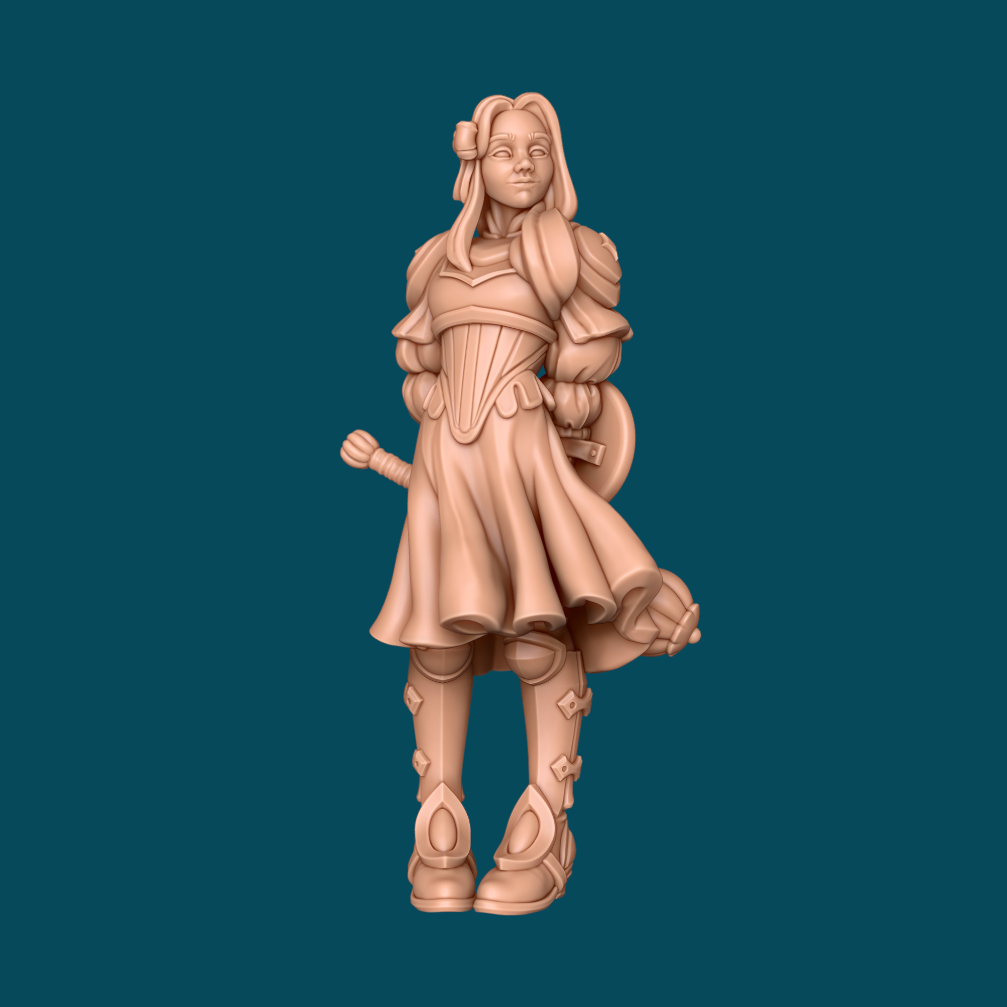 Abby, Jinx, and Luna Cleric Trio | D&D Peace Cleric, Destruction Cleric, Elven Flag-Bearer | 16K Resin Heroic 32mm Scale