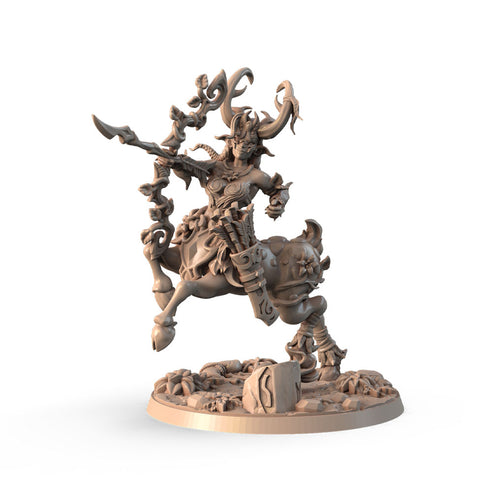 Ailen, the Centaur Maiden with Bow 3D printed 16K resin miniature for D&D and Pathfinder tabletop RPG, sculpted as a Centaur, Satyr Ranger, Fighter in heroic 32mm scale with ABS-Like durable resin.