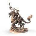Akai Hana, Kirin Rider with Spear 3D printed 16K resin miniature for D&D and Pathfinder tabletop RPG, sculpted as a Tiefling, Dragon Fighter, Ranger in heroic 32mm scale with ABS-Like durable resin.