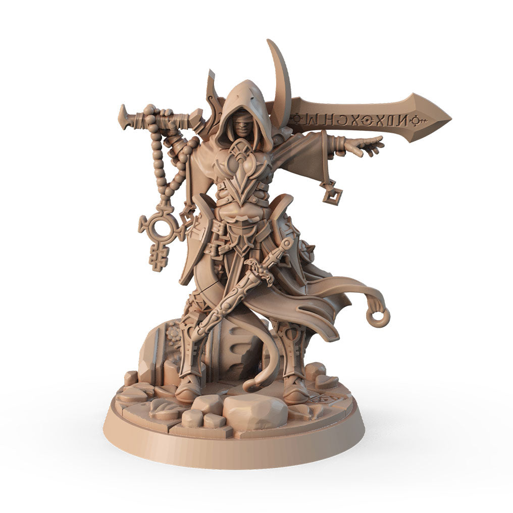 Aurora Corentyne, the Sword of Aria 3D printed 16K resin miniature for D&D and Pathfinder tabletop RPG, sculpted as a Human Paladin, Warlock in heroic 32mm scale with ABS-Like durable resin.