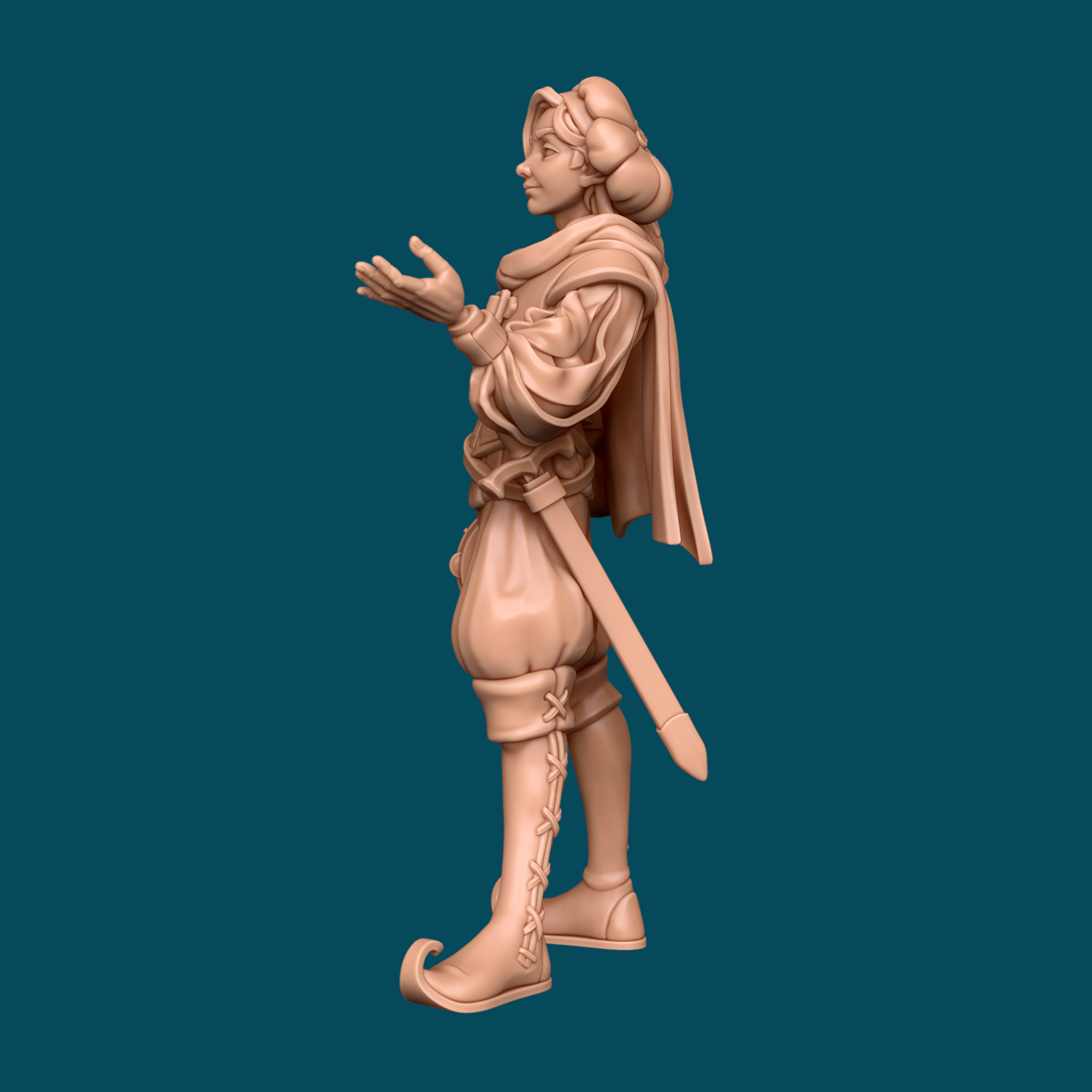 Yuta, a Bard with a Tambourine | Halfling Bard Miniature | Heroic 32mm Scale, 16K Resin, D&D, Tabletop RPG