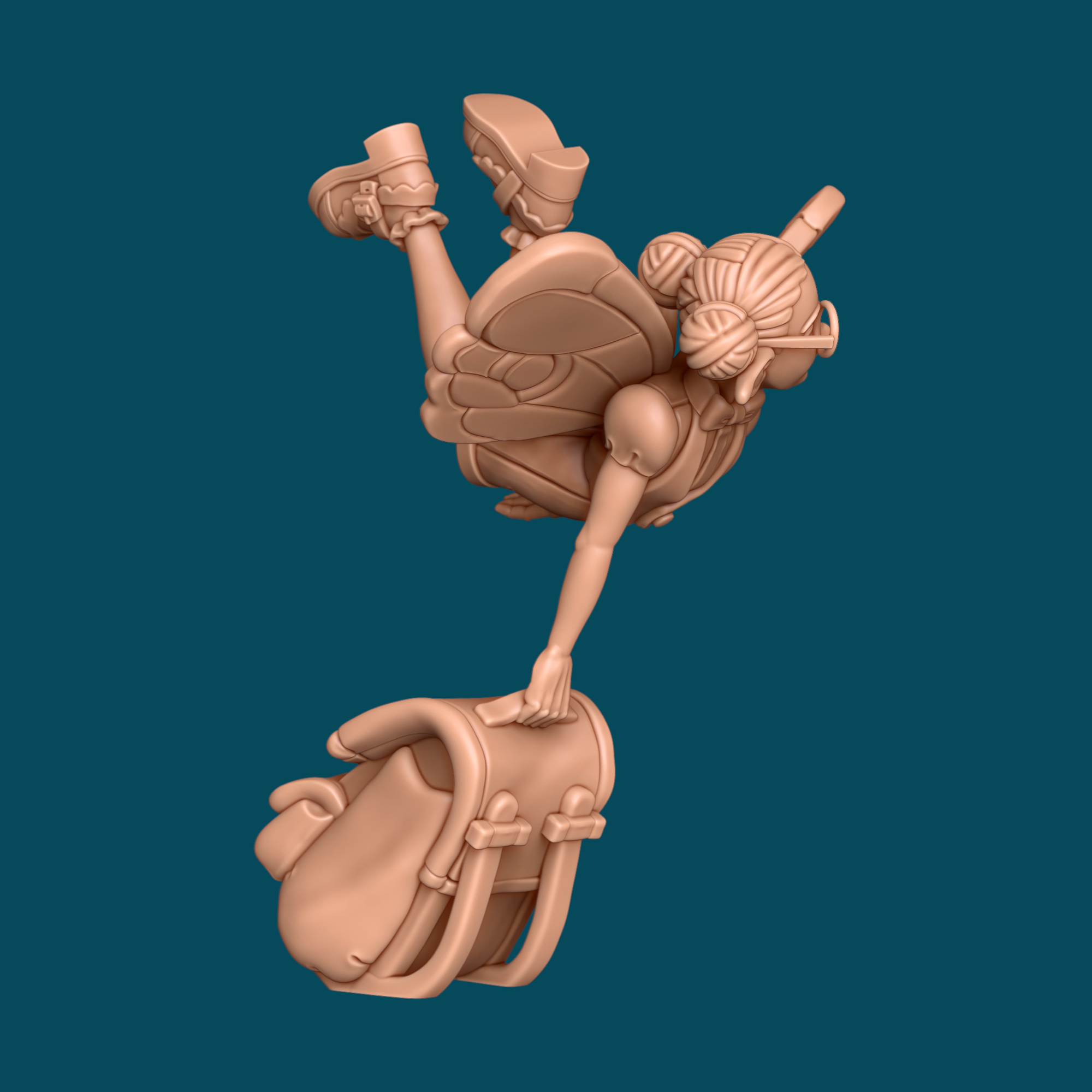 3D printed miniature alternate angle of Lavender, a pixie professor showing the detailed butterfly wings and scholarly outfit from behind, a resin D&D and tabletop RPG miniature at heroic 32mm scale.