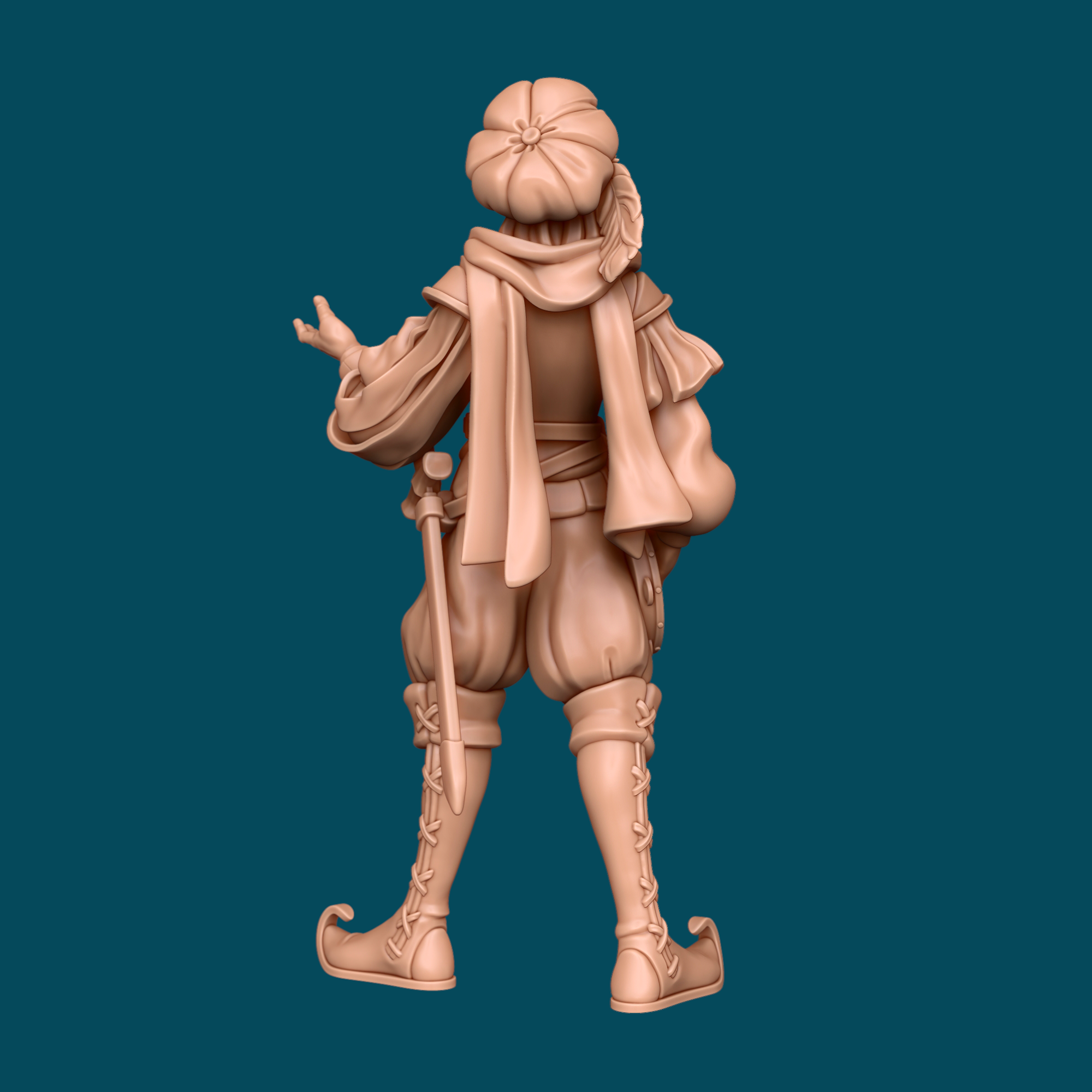 Yuta, a Bard with a Tambourine | Halfling Bard Miniature | Heroic 32mm Scale, 16K Resin, D&D, Tabletop RPG