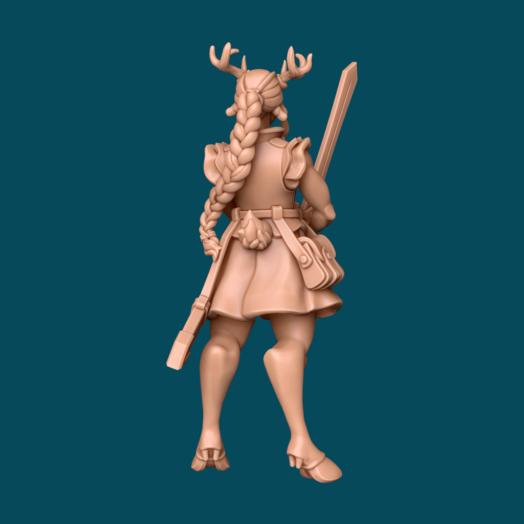 Might, Fawn Warrior Miniature | Heroic 32mm Scale | 16K Resin | D&D Tabletop RPG