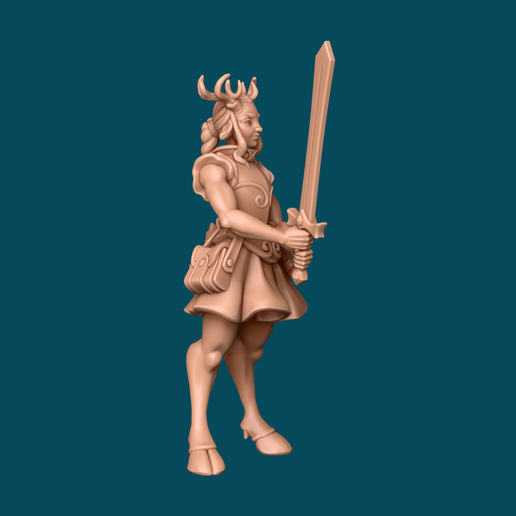 Might, Fawn Warrior Miniature | Heroic 32mm Scale | 16K Resin | D&D Tabletop RPG