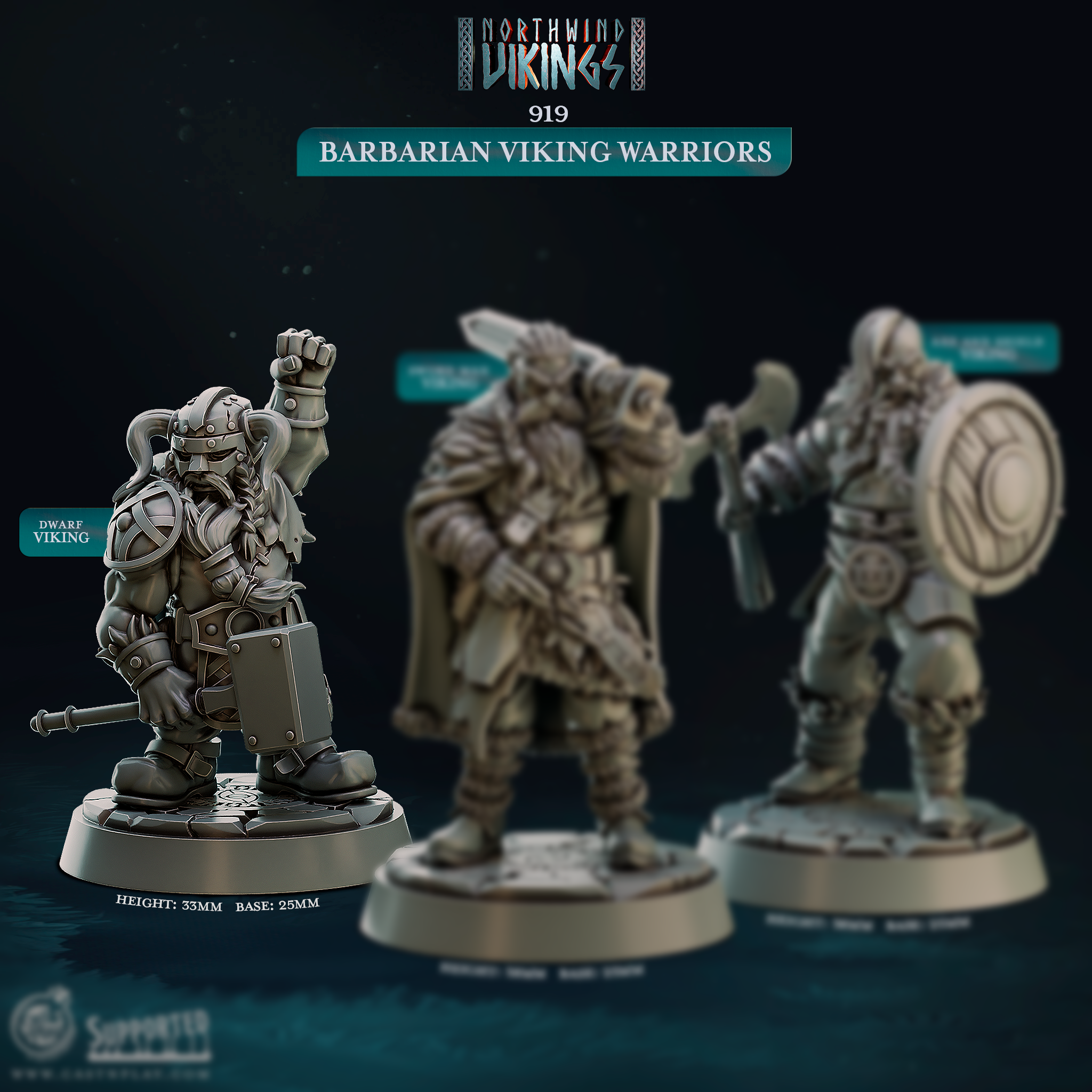 Barbarian Viking Warrior Miniatures | Norse Fighter D&D Pathfinder Tabletop RPG | 16K Resin Heroic 32mm Scale