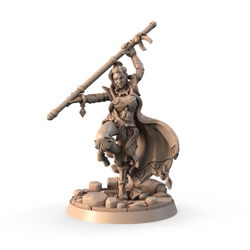Branna Ironfist, the Tavern Breaker 3D printed 16K resin miniature for D&D and Pathfinder tabletop RPG, sculpted as a Dwarf Fighter, Barbarian in heroic 32mm scale with ABS-Like durable resin.
