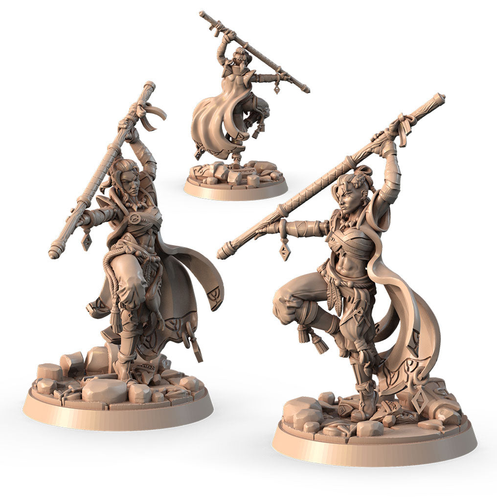 Branna Ironfist, the Tavern Breaker alternate angle of the 3D printed 16K resin miniature (Dwarf Fighter, Barbarian) for D&D, Pathfinder, and tabletop wargaming in heroic 32mm scale.