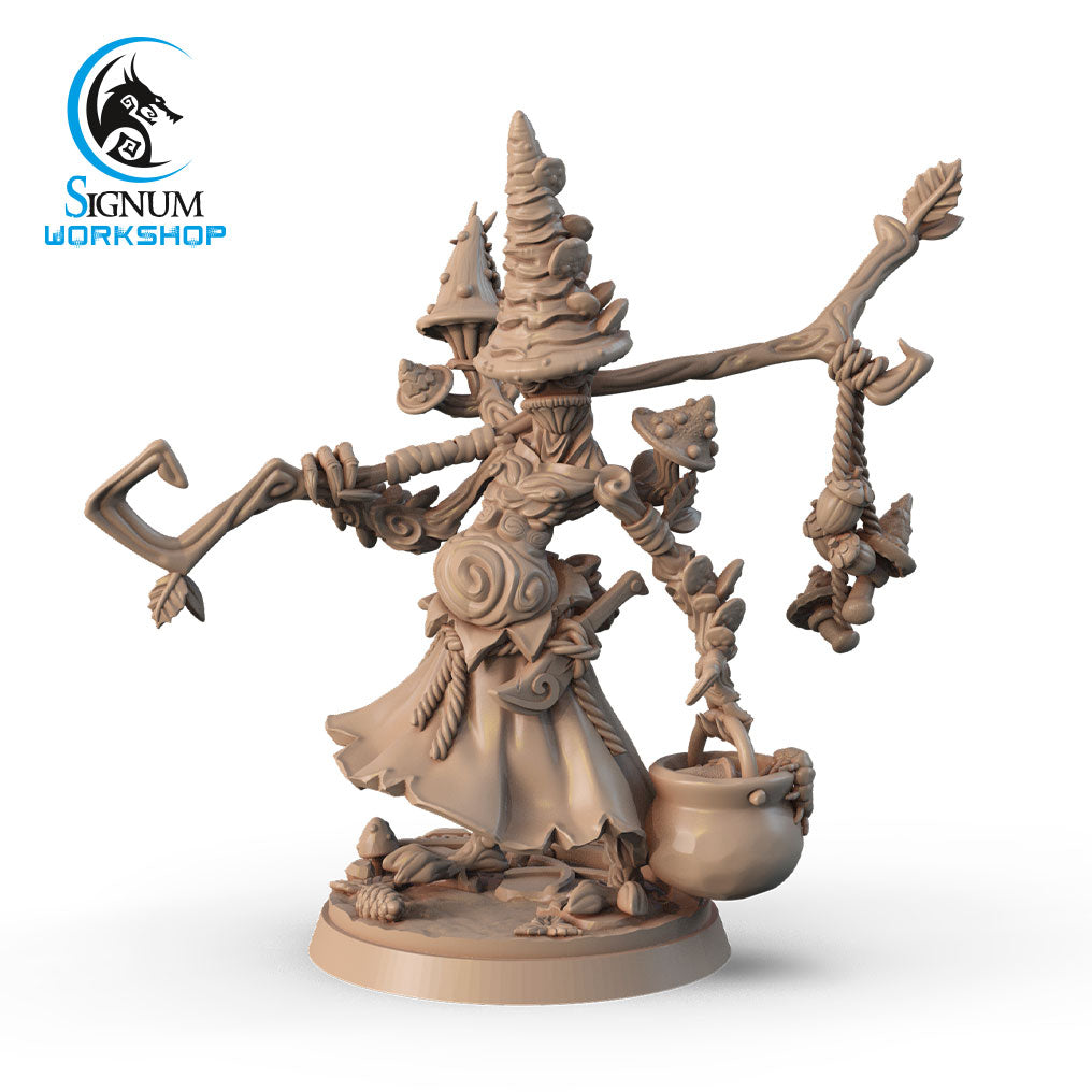 Cortinarius, Dungeon Wanderer 3D printed 16K resin miniature for D&D and Pathfinder tabletop RPG, sculpted as a Leshy, Fairy Druid, Witch in heroic 32mm scale with ABS-Like durable resin.
