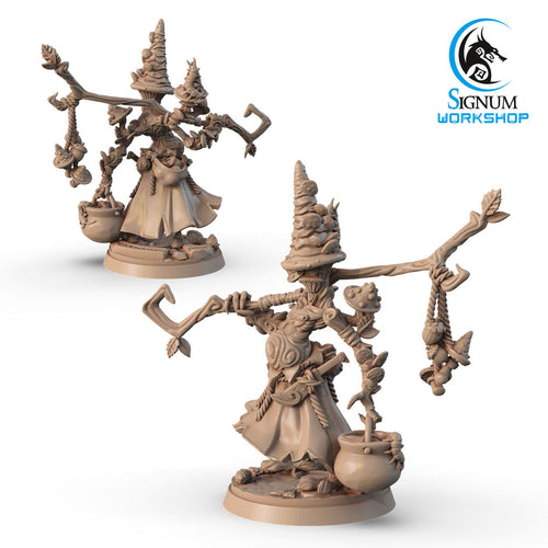 Cortinarius, Dungeon Wanderer alternate angle of the 3D printed 16K resin miniature (Leshy, Fairy Druid, Witch) for D&D, Pathfinder, and tabletop wargaming in heroic 32mm scale.