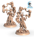 Cray Ar Din, Witch of the Cursed Forest alternate angle of the 3D printed 16K resin miniature (Elf, Tiefling Witch, Druid) for D&D, Pathfinder, and tabletop wargaming in heroic 32mm scale.