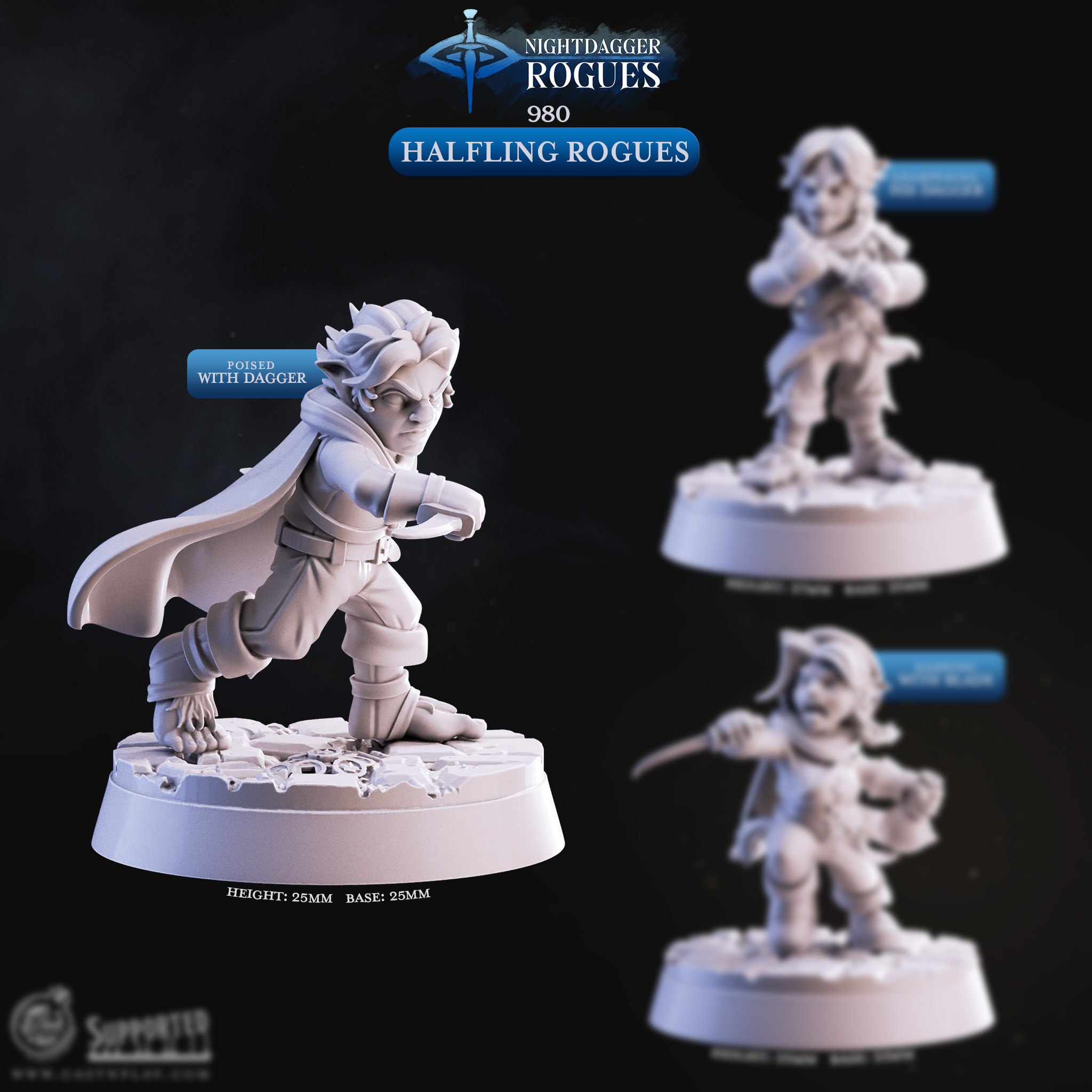 Halfling Rogues | Thief Assassin D&D Tabletop Minis | Heroic 32mm Scale