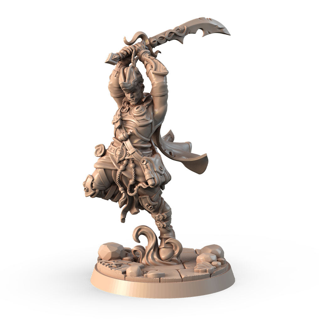 Farn, the Mysterious Warlock 3D printed 16K resin miniature for D&D and Pathfinder tabletop RPG, sculpted as a Triton, Merfolk Warlock, Sorcerer in heroic 32mm scale with ABS-Like durable resin.