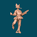 3D printed miniature of Florence, a Tabaxi cat-folk painter holding a palette and brush, ideal for D&D tabletop RPG bard or townfolk characters, crafted in detailed resin at heroic 32mm scale.
