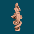 3D printed miniature of Foehn, an airy wind mage floating on swirling air currents with braided hair and adventurer outfit, perfect for D&D sorcerer or elementalist characters in tabletop RPG campaigns, printed in high-detail resin at heroic 32mm scale.