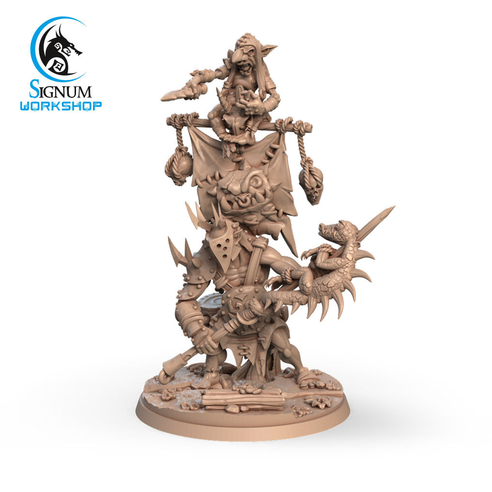 Hagron, The Frightful Banner 3D printed 16K resin miniature for D&D and Pathfinder tabletop RPG, sculpted as a Goblin Fighter, Other in heroic 32mm scale with ABS-Like durable resin.