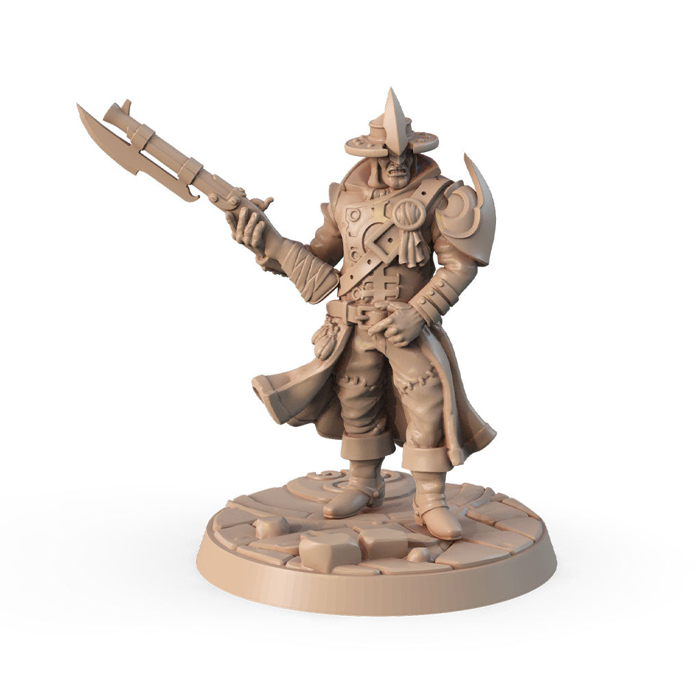 Herrick, Burned Dogs 17th Infantry Regiment 3D printed 16K resin miniature for D&D and Pathfinder tabletop RPG, sculpted as a Human Fighter in heroic 32mm scale with ABS-Like durable resin.