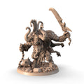 Kirax, War-Archon with Chain 3D printed 16K resin miniature for D&D and Pathfinder tabletop RPG, sculpted as a Aasimar, Fiends & Celestials Monk, Fighter in heroic 32mm scale with ABS-Like durable resin.