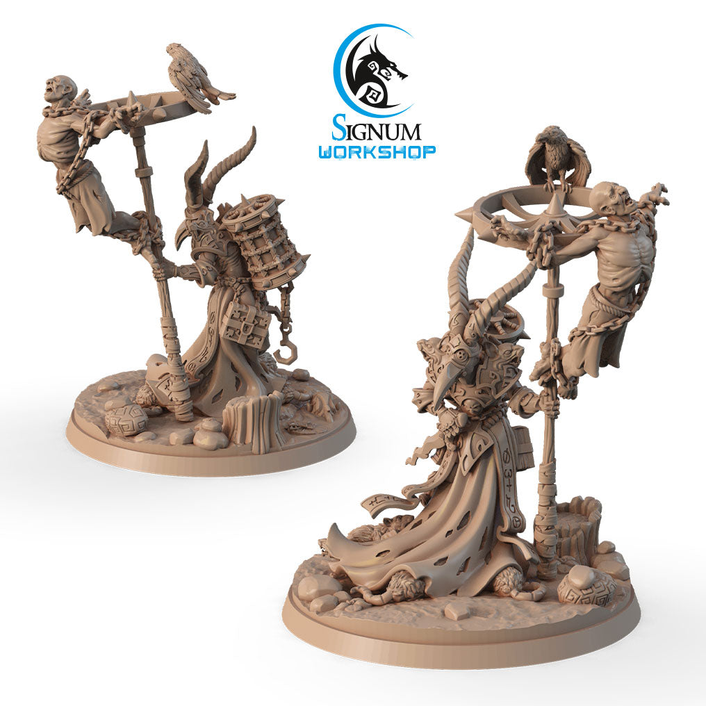 Valerio the Merciful, the Gravedigger 3D printed 16K resin miniature for D&D and Pathfinder tabletop RPG, sculpted as a Human Cleric, Necromancer in heroic 32mm scale with ABS-Like durable resin.