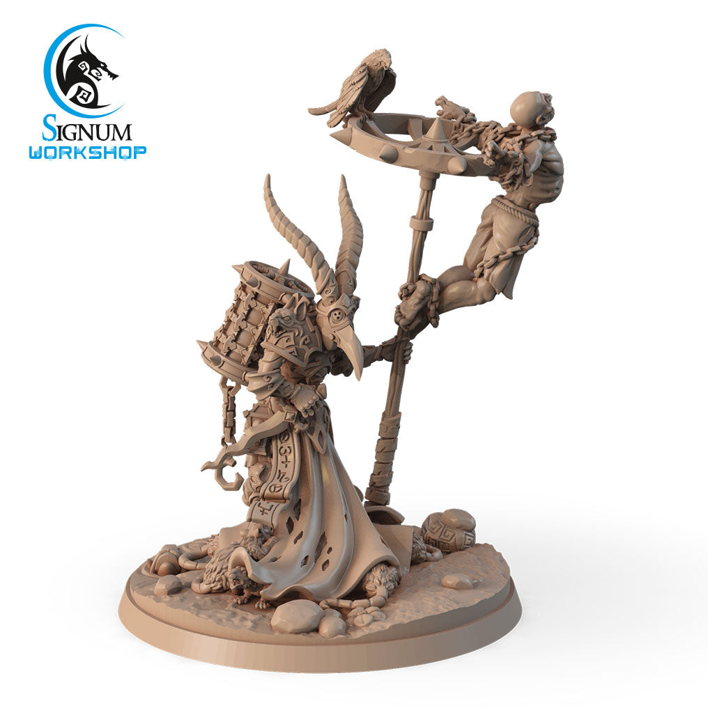 Valerio the Merciful, the Gravedigger 3D printed 16K resin miniature for D&D and Pathfinder tabletop RPG, sculpted as a Human Cleric, Necromancer in heroic 32mm scale with ABS-Like durable resin.