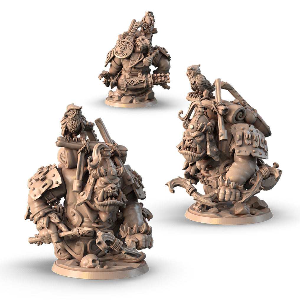 Logruk, Behemoth Raider alternate angle of the 3D printed 16K resin miniature (Vanara, Animals & Beasts Barbarian, Fighter) for D&D, Pathfinder, and tabletop wargaming in heroic 32mm scale.