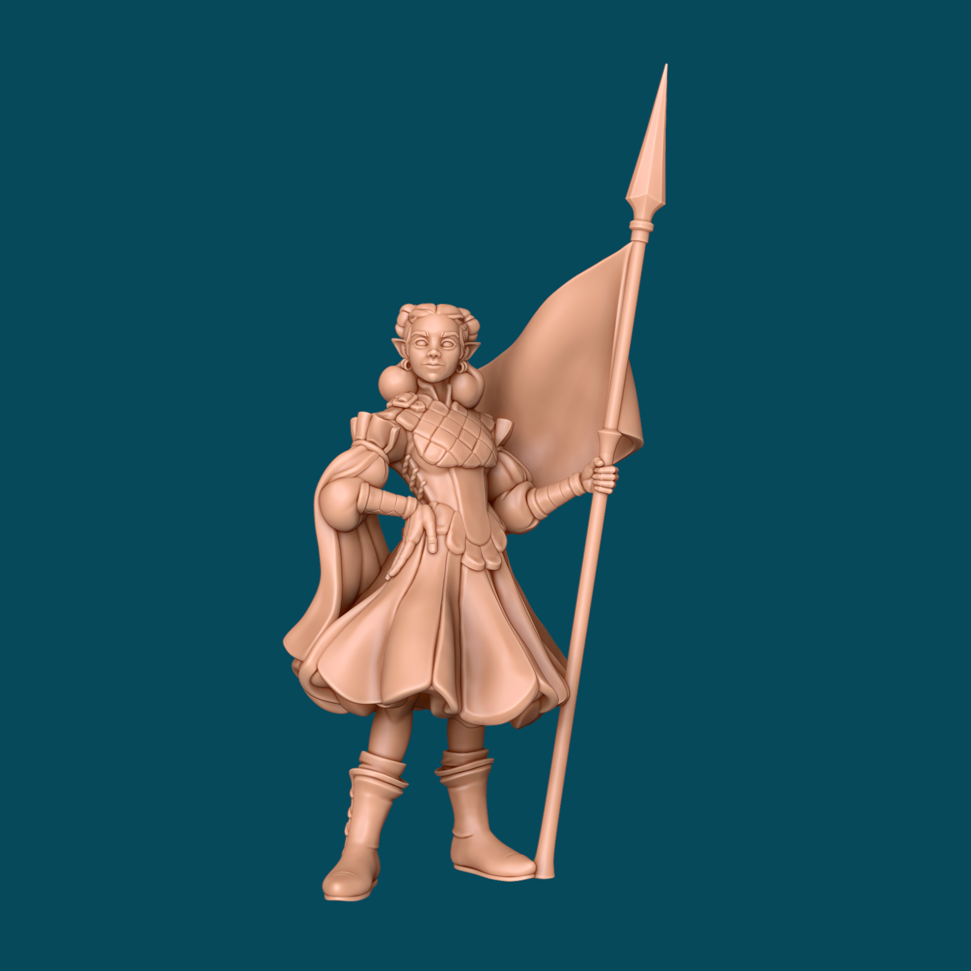 Abby, Jinx, and Luna Cleric Trio | D&D Peace Cleric, Destruction Cleric, Elven Flag-Bearer | 16K Resin Heroic 32mm Scale