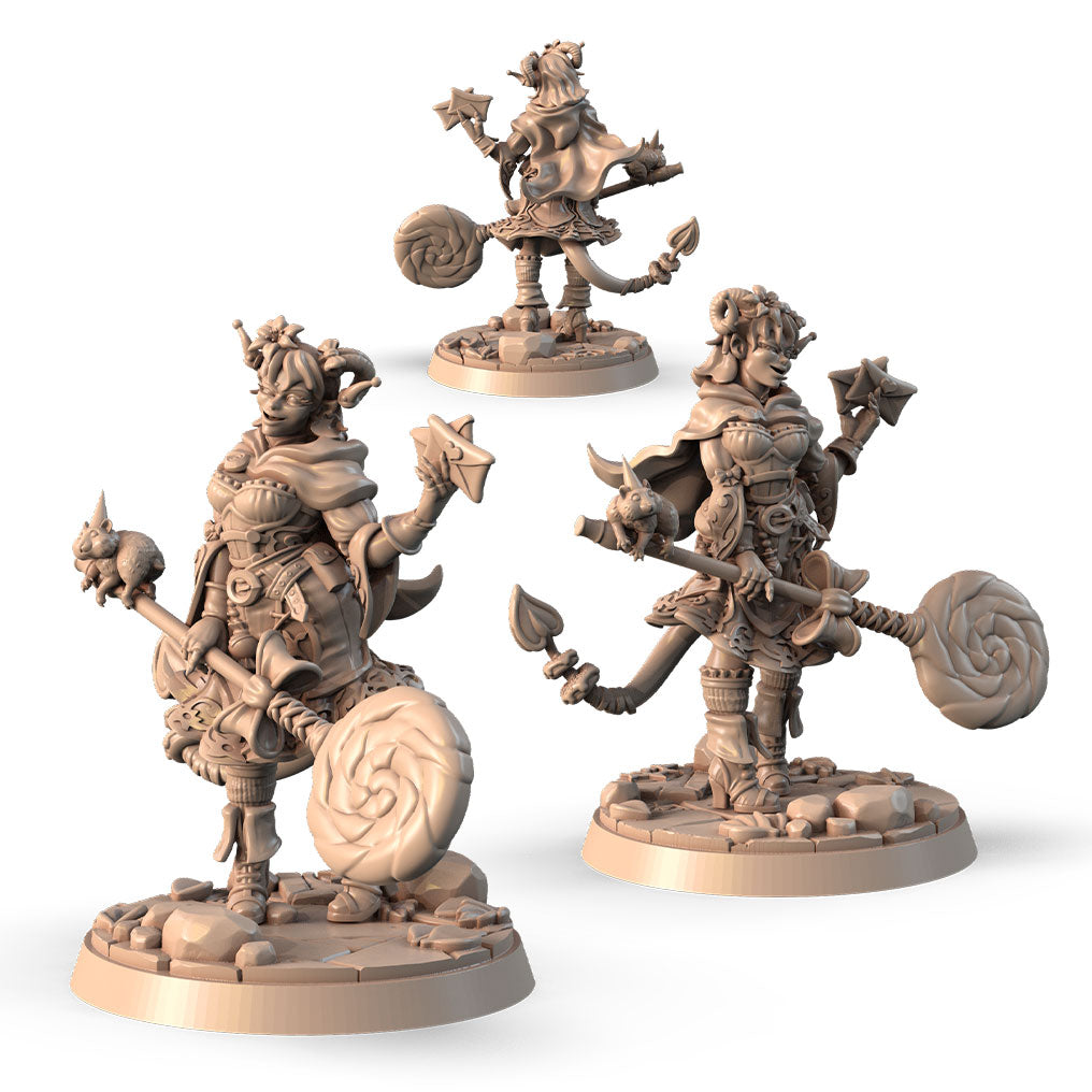 Mira Glint, the Unfaltering Priestess alternate angle of the 3D printed 16K resin miniature (Halfling Cleric, Paladin) for D&D, Pathfinder, and tabletop wargaming in heroic 32mm scale.