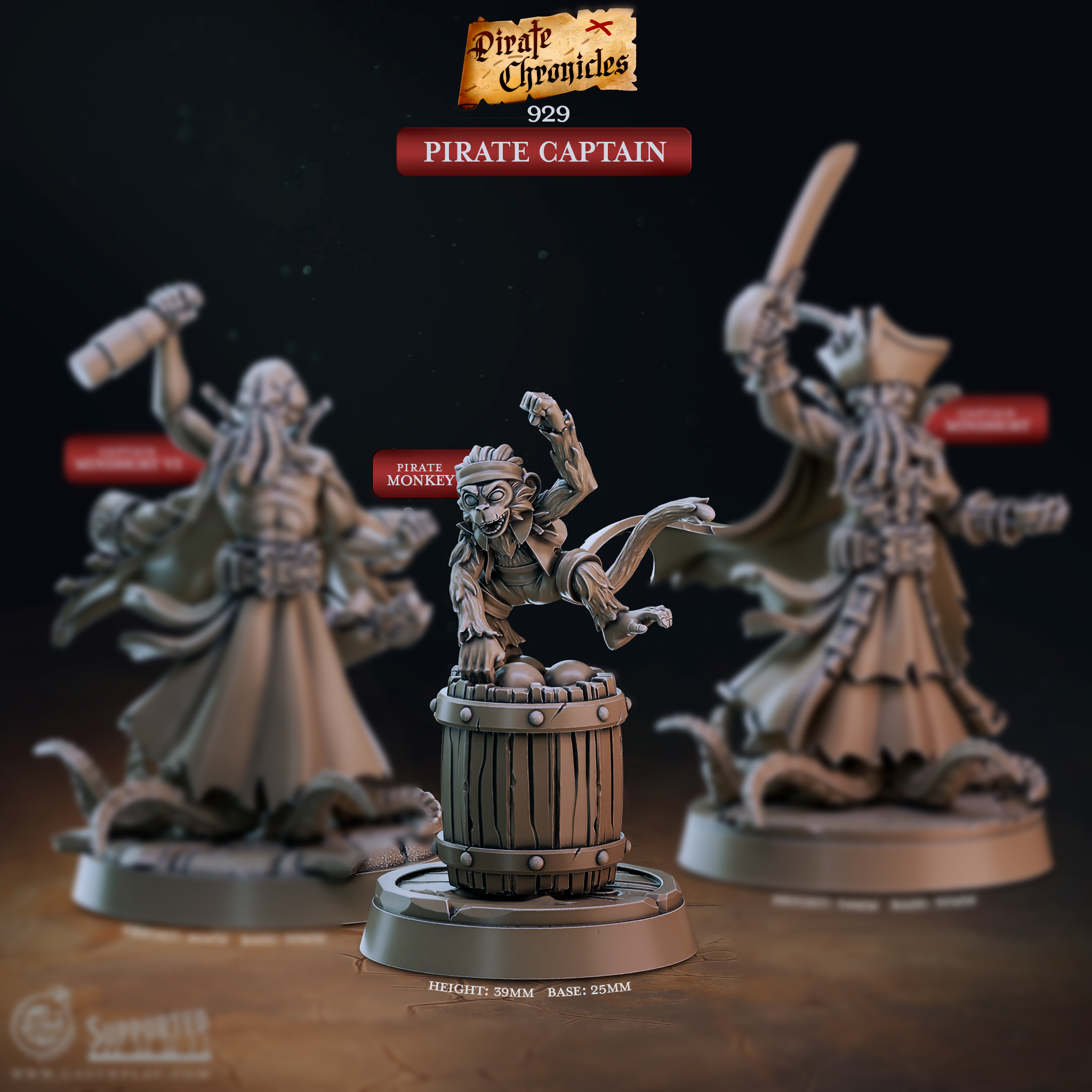 Pirate Captain Miniatures | Swashbuckler D&D Pathfinder Tabletop RPG | 16K Resin Heroic 32mm Scale