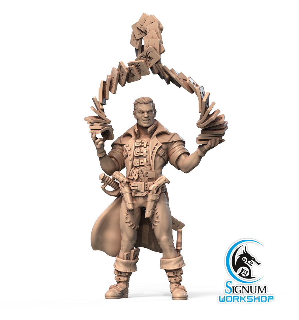 Reez the XII-th Arcana 3D printed 16K resin miniature for D&D and Pathfinder tabletop RPG, sculpted as a Human Bard, Magus in heroic 32mm scale with ABS-Like durable resin.