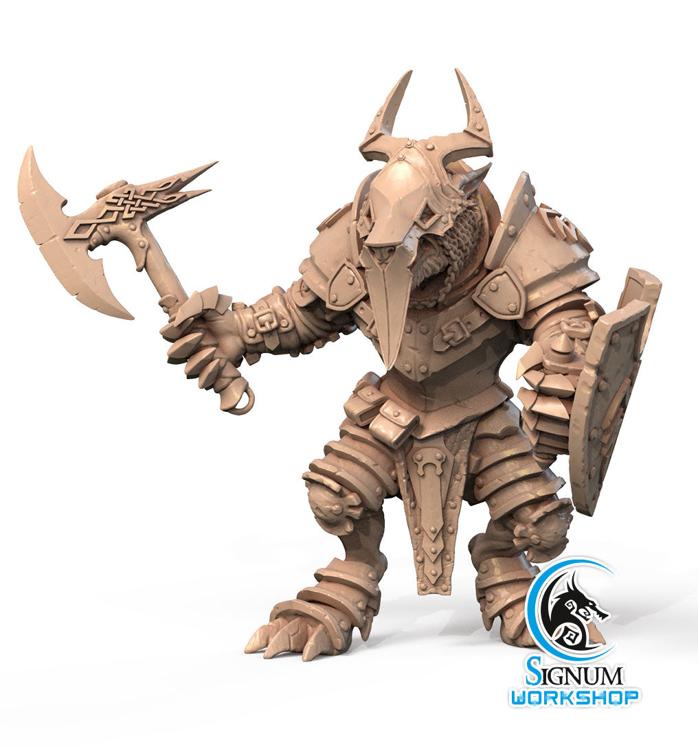 Roar Ironsides alternate angle of the 3D printed 16K resin miniature (Dwarf Fighter, Barbarian) for D&D, Pathfinder, and tabletop wargaming in heroic 32mm scale.