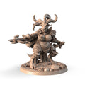Roxinna, the Distant Storm 3D printed 16K resin miniature for D&D and Pathfinder tabletop RPG, sculpted as a Satyr, Tiefling Ranger, Fighter in heroic 32mm scale with ABS-Like durable resin.