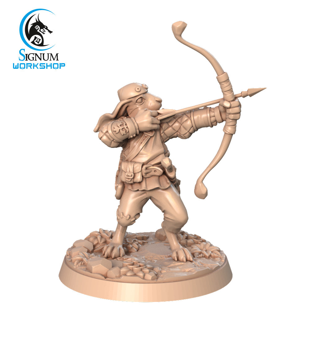 Sir Robbin Long-Eared 3D printed 16K resin miniature for D&D and Pathfinder tabletop RPG, sculpted as a Harengon, Animals & Beasts Ranger, Fighter in heroic 32mm scale with ABS-Like durable resin.
