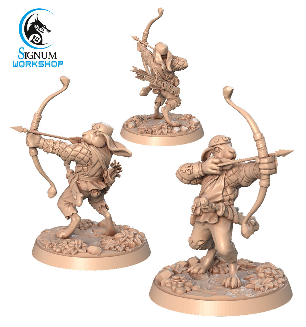 Sir Robbin Long-Eared alternate angle of the 3D printed 16K resin miniature (Harengon, Animals & Beasts Ranger, Fighter) for D&D, Pathfinder, and tabletop wargaming in heroic 32mm scale.
