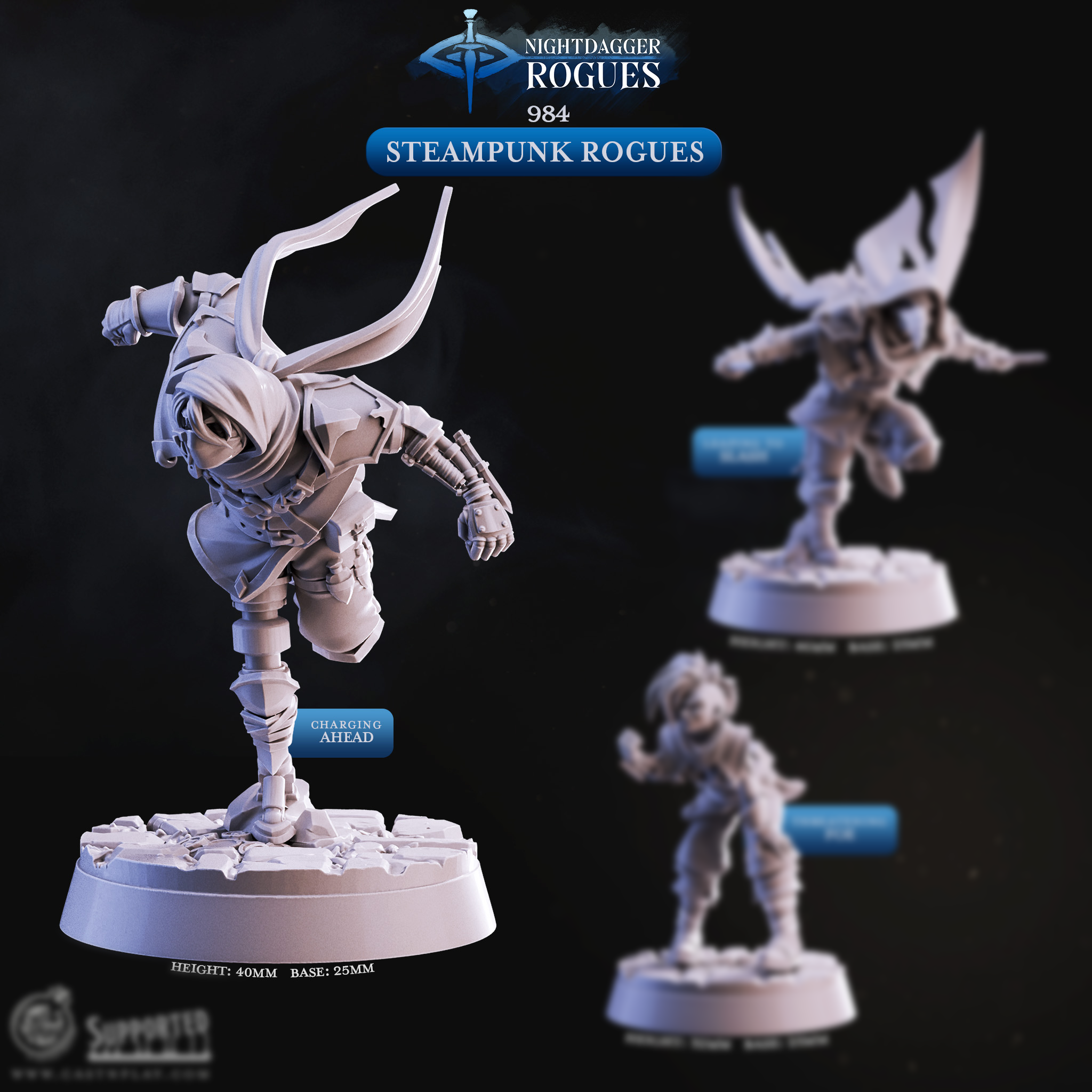 Steampunk Rogues | Clockwork Thief D&D Tabletop Minis | Heroic 32mm Scale