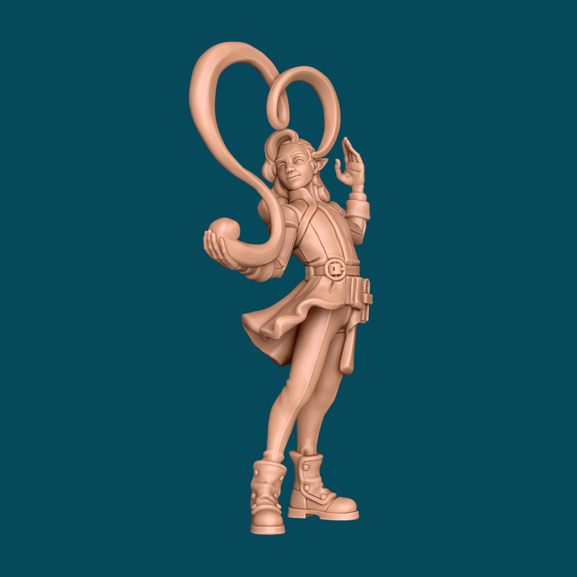 Syrre is a charming warlock miniature in heroic 32mm scale, printed in 16K ABS-Like resin. Features swirling magical tendrils. Choose plain or demon summoning base. Ready to paint.