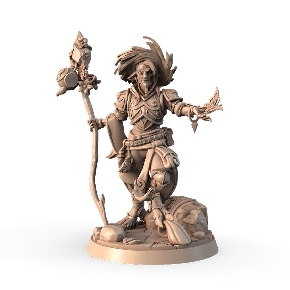 Tomlin, Wandering Priest of Nature 3D printed 16K resin miniature for D&D and Pathfinder tabletop RPG, sculpted as a Human Cleric, Druid in heroic 32mm scale with ABS-Like durable resin.