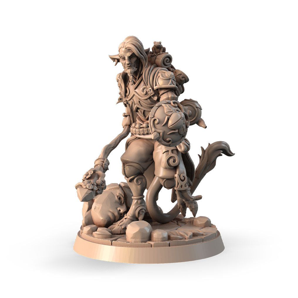 Tomlin, Warrior Priest of Nature 3D printed 16K resin miniature for D&D and Pathfinder tabletop RPG, sculpted as a Human Cleric, Druid in heroic 32mm scale with ABS-Like durable resin.