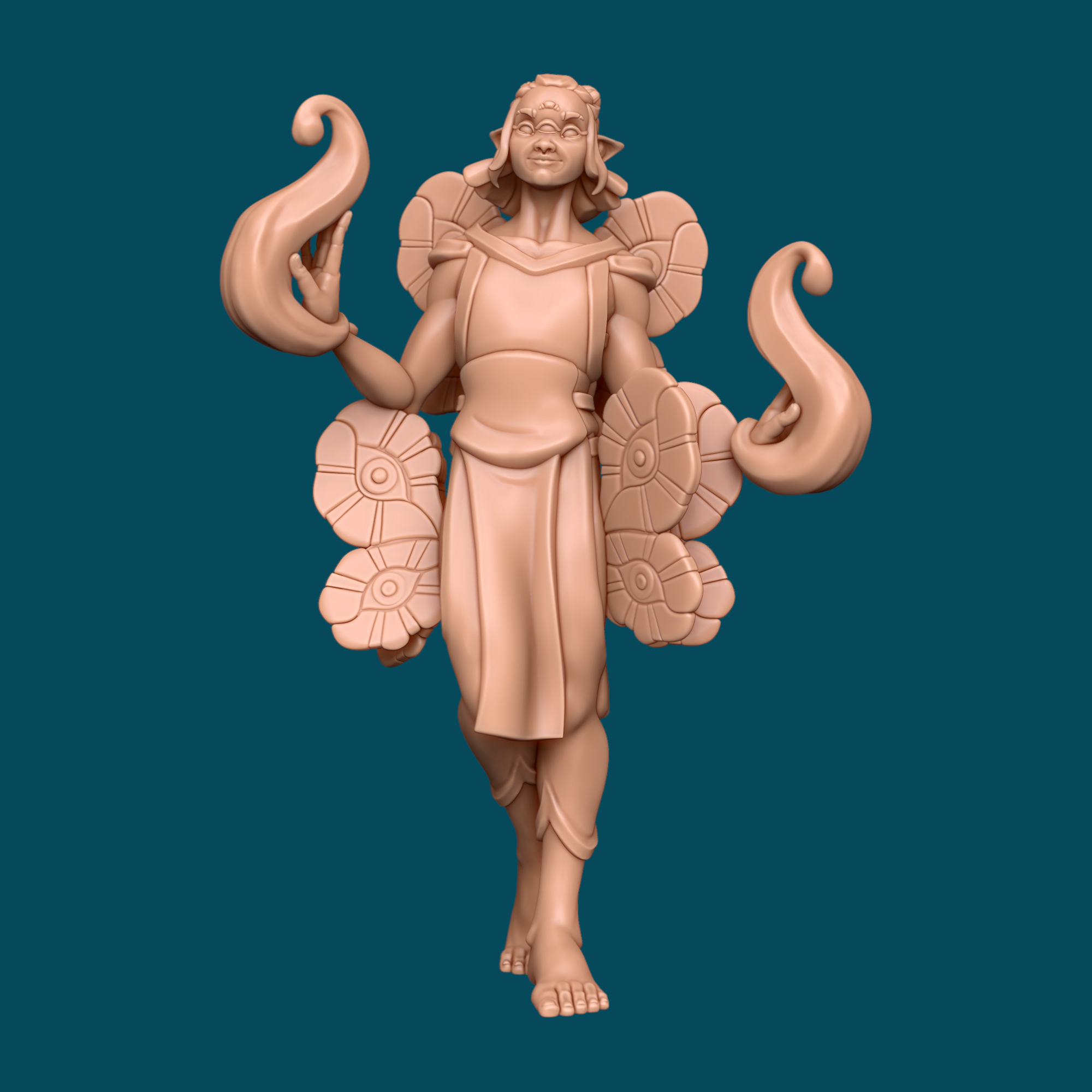 Tres, a fey mage miniature for D&D and tabletop RPGs. Printed in stunning 16K resolution ABS-Like resin at heroic 32mm scale. Ready to paint, ships in 1-3 days.