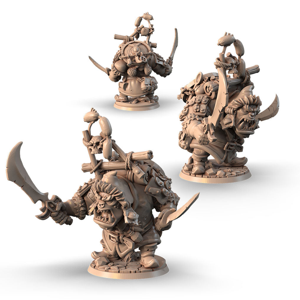 Ulgorn, Behemoth Warrior alternate angle of the 3D printed 16K resin miniature (Vanara, Animals & Beasts Fighter, Barbarian) for D&D, Pathfinder, and tabletop wargaming in heroic 32mm scale.
