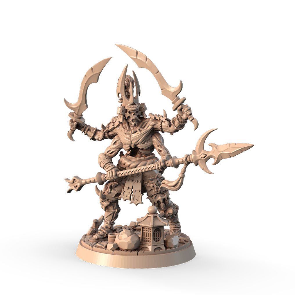 Undead Ronin with Spear 3D printed 16K resin miniature for D&D and Pathfinder tabletop RPG, sculpted as a Undead Fighter in heroic 32mm scale with ABS-Like durable resin.