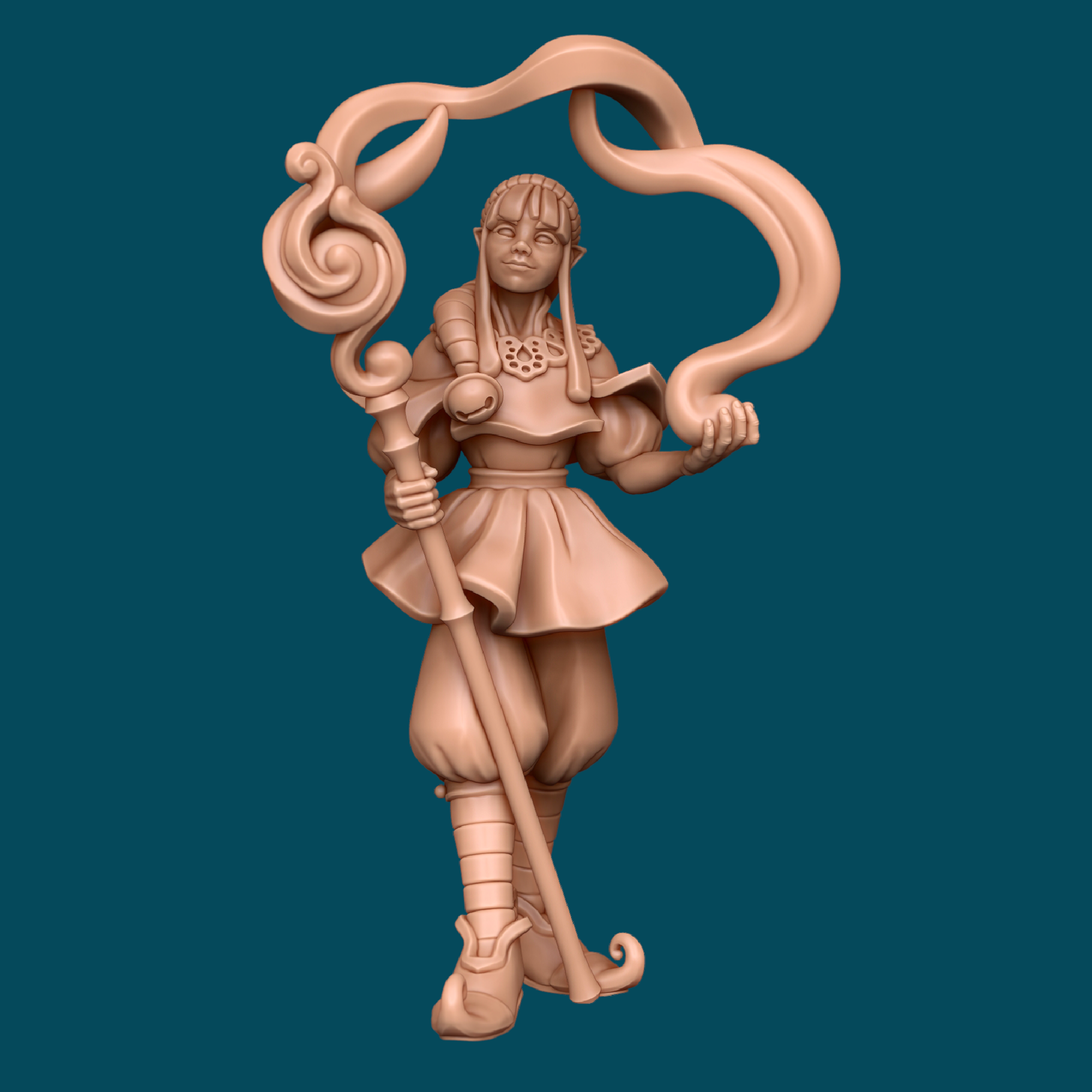 Verdi, a court magician gnome wizard miniature for D&D and tabletop RPGs. Heroic 32mm scale, 16K ABS-Like resin. Supports removed, ready to paint. Officially licensed Awkward Penguin print.