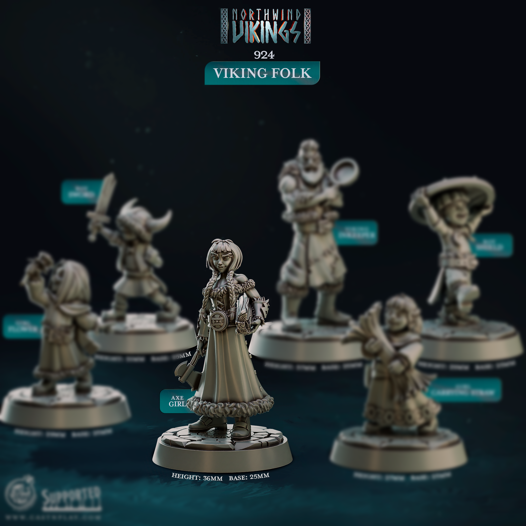 Viking Folk Miniatures | Norse Townfolk NPCs D&D Pathfinder Tabletop RPG | 16K Resin Heroic 32mm Scale