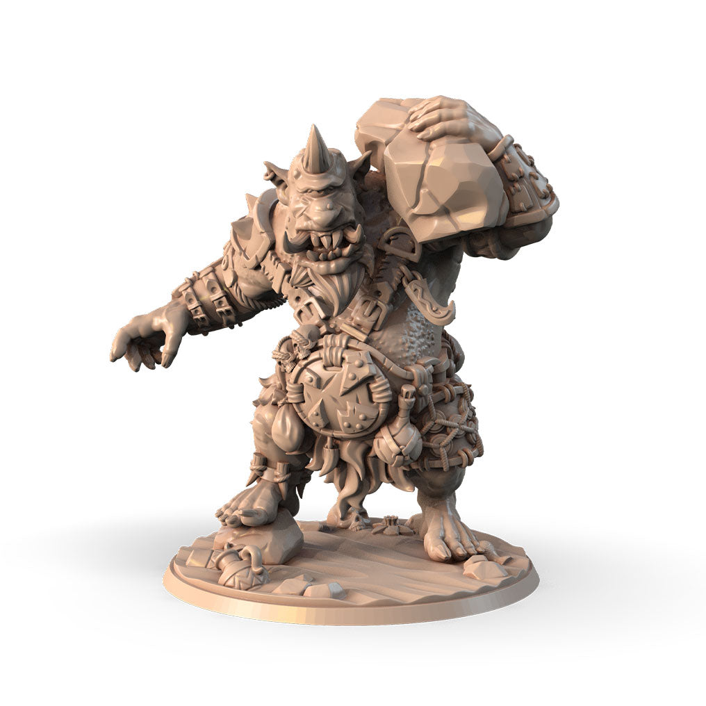 Zulk Rockfall, Cyclops Rock Thrower 3D printed 16K resin miniature for D&D and Pathfinder tabletop RPG, sculpted as a Giants & Large Humanoids, Goliath Barbarian, Fighter in heroic 32mm scale with ABS-Like durable resin.