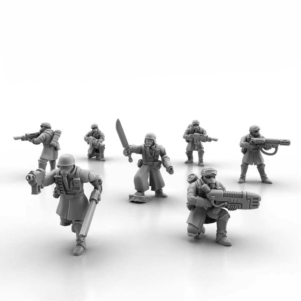 Deuterium Soldiers Infantry Kit By Proxy Brewer | SciFi Guardsmen Minis | Tabletop Wargaming | Krieg style Death Corps | Physical 16k Prints