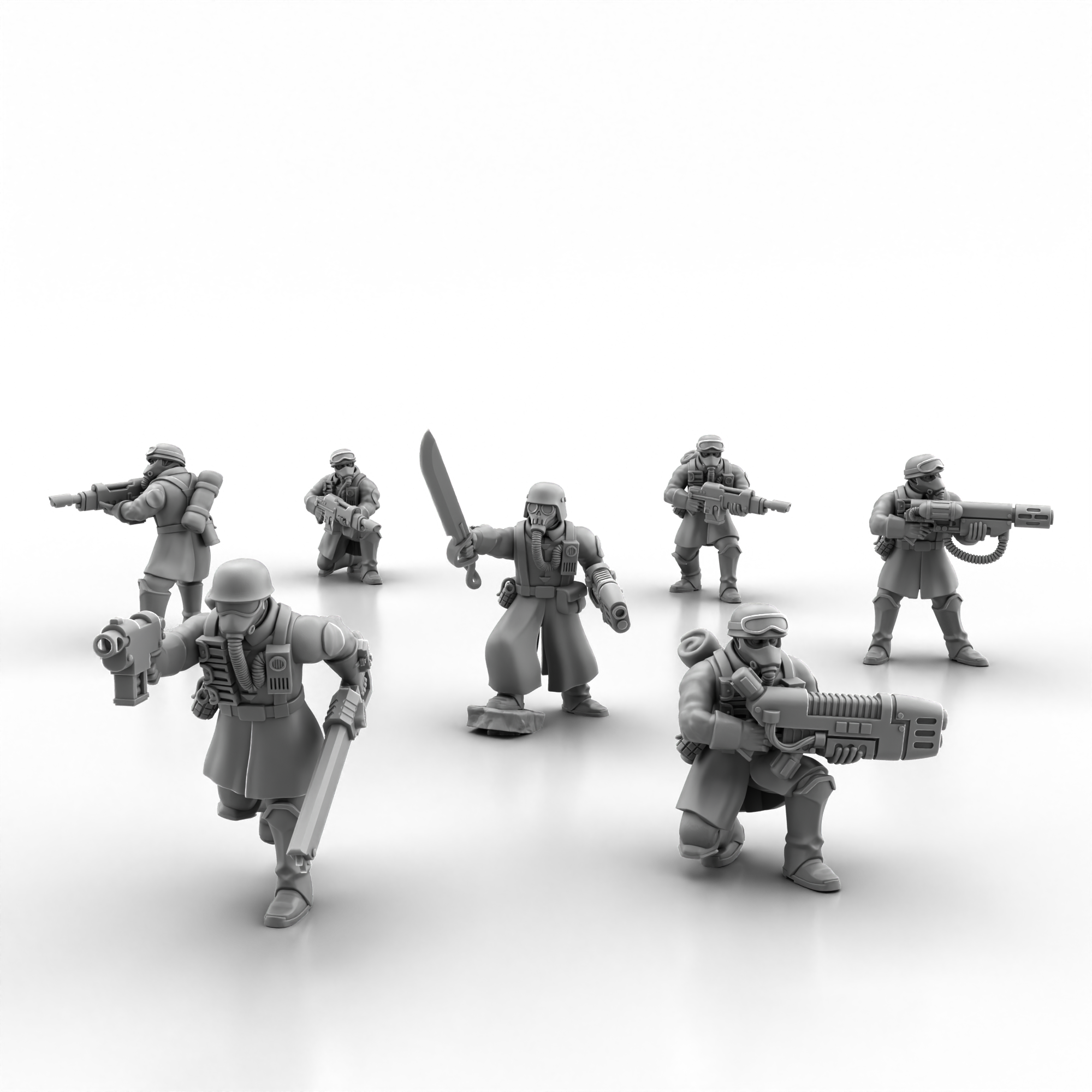 Deuterium Soldiers Infantry Kit By Proxy Brewer | SciFi Guardsmen Minis | Tabletop Wargaming | Krieg style Death Corps | Physical 16k Prints