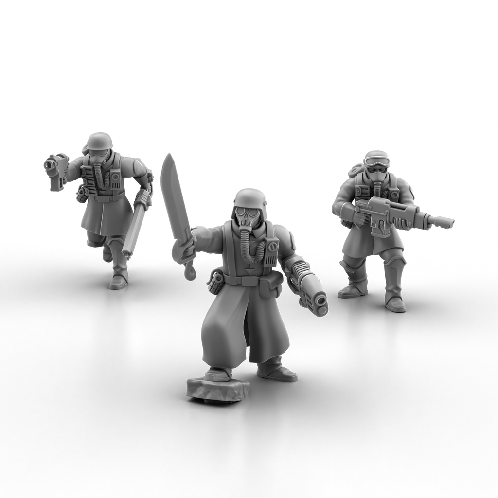 Deuterium Soldiers Infantry Kit By Proxy Brewer | SciFi Guardsmen Minis | Tabletop Wargaming | Krieg style Death Corps | Physical 16k Prints